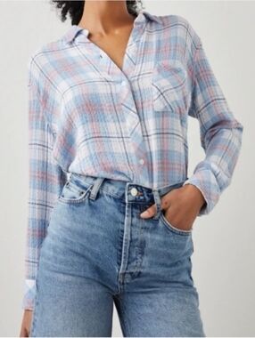 Rails Brady Ivory Cloud Plaid Button Shirt Size Small Western Boho